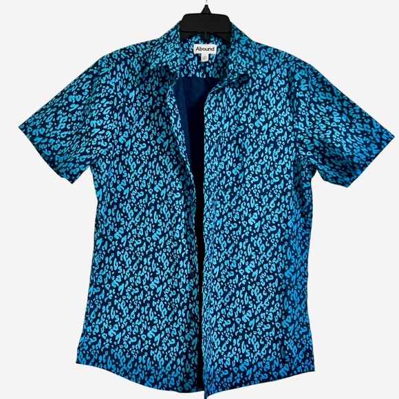 Abound Other - Abound Teal and Black Cotton Patterned Casual Button Up Shirt Small